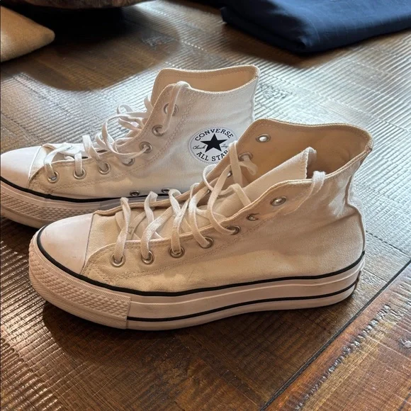 Converse Women's All Star Lift High Top Platform Shoes White -size 8.5 - Picture 3 of 6